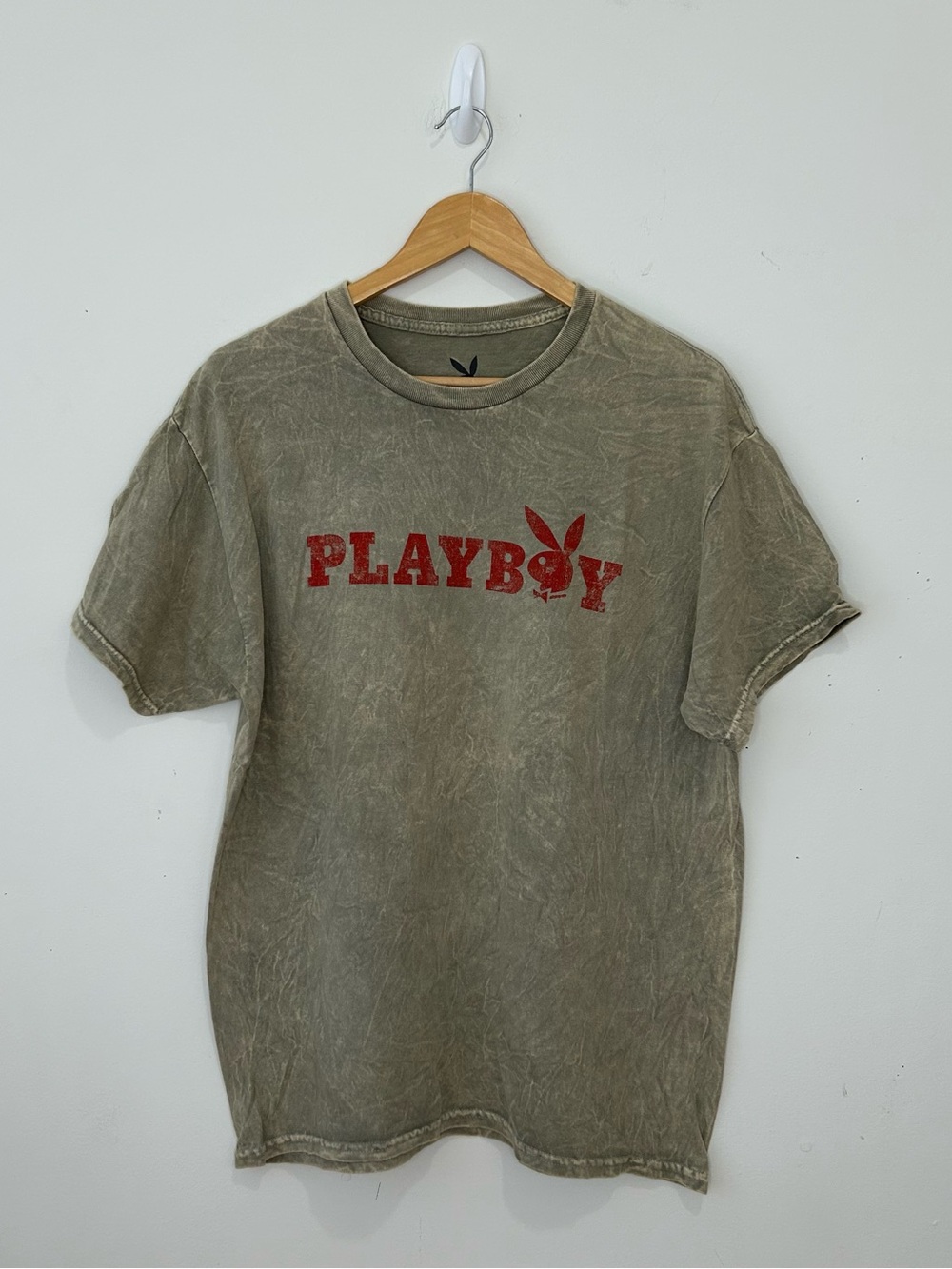 Playboy T Shirt Large Graphic Tee Olive Green Short Sleeve Men’s